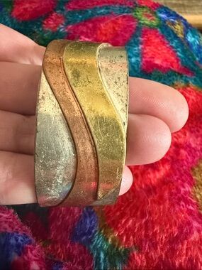 Vintage Copper brass wide cuff bracelet